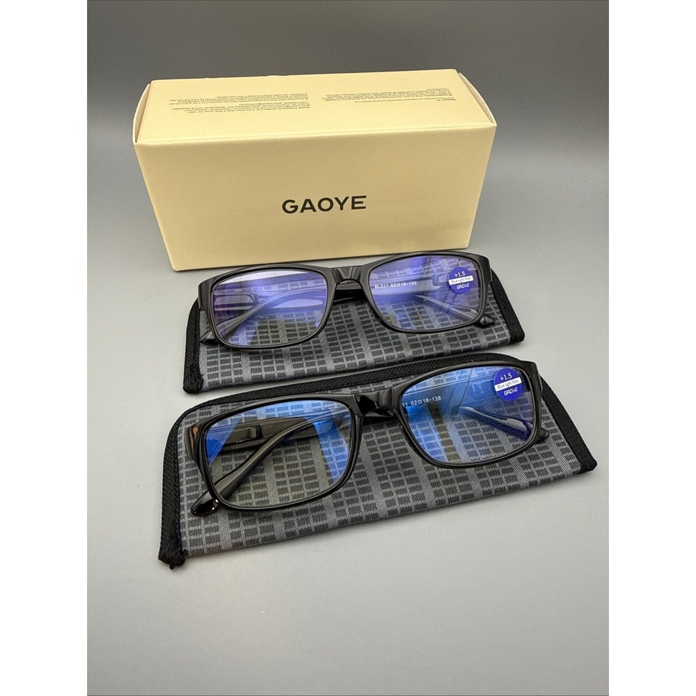 Gaoye Professional Reading Glasses-2 Pack, Blue Light Protection, +1.50 Magnific